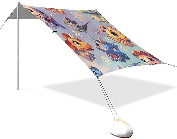 Beach Tent Sun Shelter Mini Dinosaurs Lightweight &amp Easy Setup Beach Shade Canopy for Camping Fishing