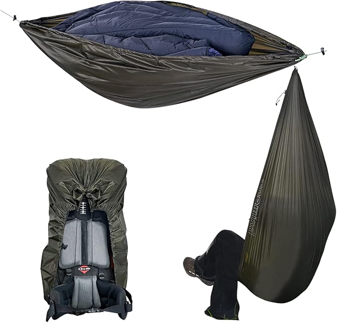 onewind Versatile Hammock Gear Sling or Backpack Rain Cover Ultralight Waterproof Underbelly Gear Storage to Place Backpack Clothes Quilt Food or 90L Packing Cover Hammock Protector