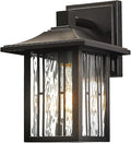 Modern Outdoor Wall Lights Exterior Porch Lights Fixture Wall Mount Waterproof Outside Wall Sconce with Water Ripple Glass Oil Rubbed Bronze Patio Wall Lantern for Garage House 1 Pack