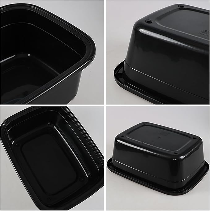 Saedy 2-Pack 18 Quart Plastic Kitchen Washing Basin Rectangular Dishpan Wash Tub Black
