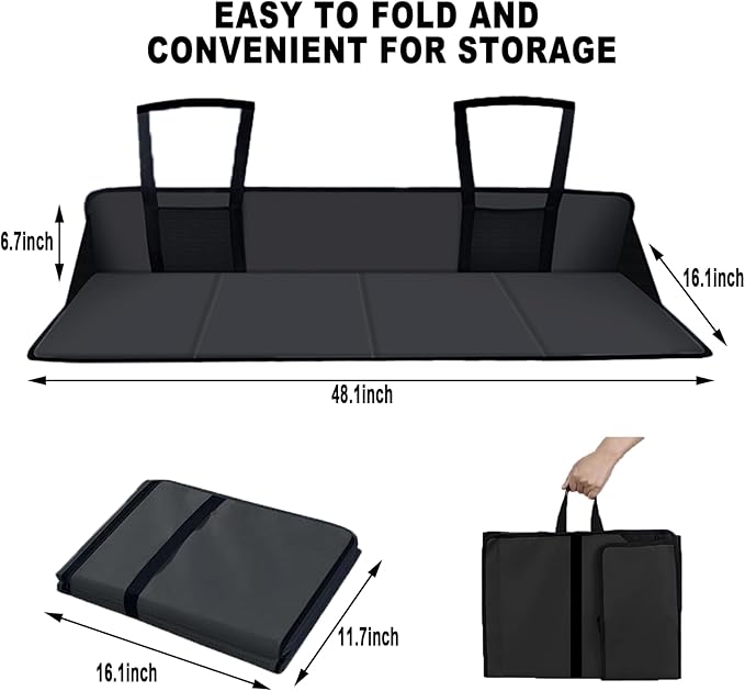 Car Rear Seat Mattress Extension Plate Portable Mattress for Sleeping Foldable Back Seat Extender Increase Travel Trunk Space and Car Bed Camping Space for Car SUV Model Y/3 (Black)