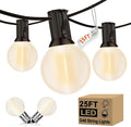 G40 25FT LED Outdoor String LightsFrosted Patio Lights with 27 (2 Spare) Plastic Shatterproof Globe BulbsConnectable Outside Hanging Lights for PorchGarden BackyardWedding Decor