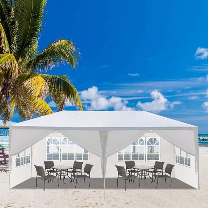 10'x20' Outdoor Party Tent with 6 Removable Sidewalls Waterproof Canopy Patio Wedding Gazebo White