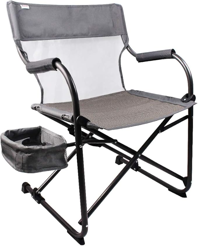 Heavy Duty Portable Foldable Director's Chair Gray - Perfect for Outdoor Use with Camping and Sporting Events Side Basket Has Storage for Everyday Essentials