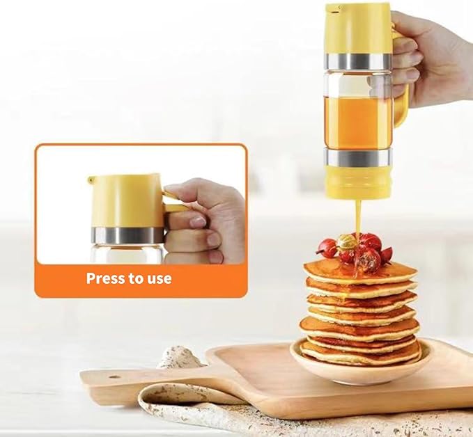 High Borosilicate Glass Honeys Bottle Leak Storage Container for Syrups and Sweeteners Portable Syrup Dispenser Kitchen