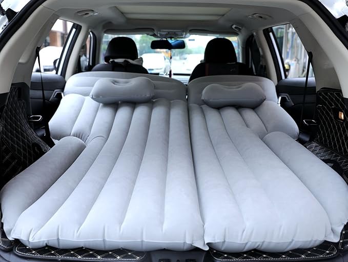 Inflatable SUV Air Mattress Thickened Flocking Inflatable Car Camping Travel Air Mattress with 2 Pillows &amp Air PumpPortable Car Sleeping Bed for SUV|MPV|Minivan