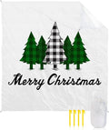 Beach Blanket Waterproof Sandproof OversizedMerry Christmas Buffalo Tree Plant Beach Mat with Corner Stakes Sand PocketsGreen Check Xmas Trees Outdoor Picnic Mat for Travel Camping Hiking 83x79In