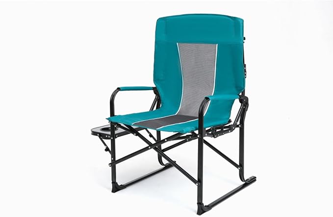 Heavy Duty Oversized Camping Director Chair with Side Table Built-in Cup Holder Folding Steel Frame for Outdoor Activities Beach Garden Tailgating Camping Lawn and Picnic (Blue)