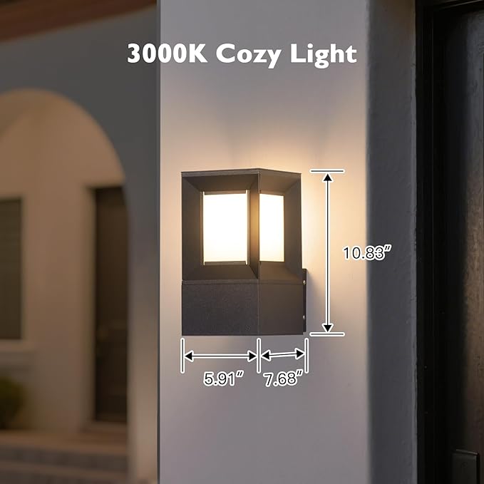 Outdoor Wall Lights 11 Waterproof Porch Lights Outdoor 3000K Exterior Wall Sconce with E26 Bulb Aluminum Exterior Lighting Fixtures Modern Outside House Light for Patio Garage 1 Pc