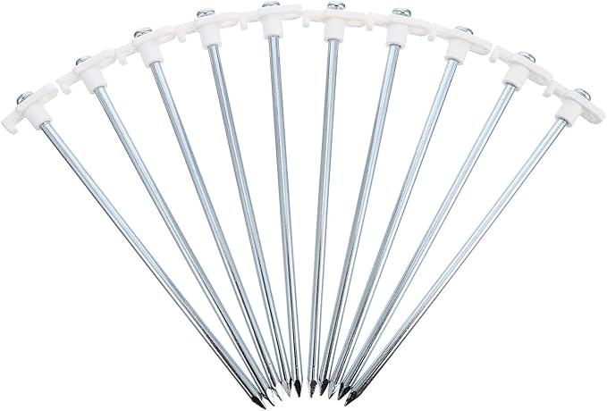 10pcs Lengthened Tent Stakes Ground Pegs White Heavy Duty Camping Tent Pegs for Outdoor Windproof Shelter Anchors