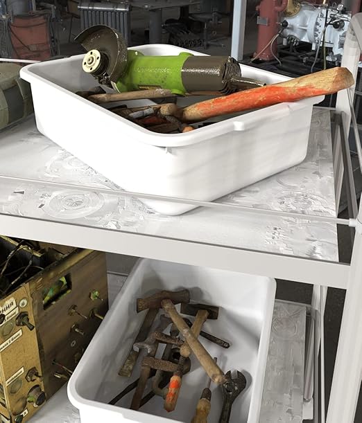 5-Pack Commercial Bus Tubs Box/Tote Box White Plastic Storage Bin with Handles/Wash Basin Tub (8 Liter)