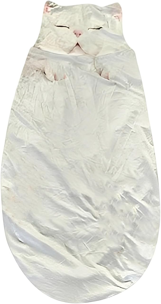 Fluffy Cat Sleeping Bag for Adults Washable Warm Plush Cat Envelope Sleeping Bag for Camping Sleepovers Home Lounging69×32in