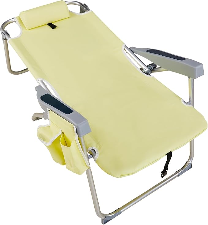 63 * 70 * 99cm Heightened Oxford Cloth Silver White Aluminum Tube Bearing 100kg Beach Chair Yellow