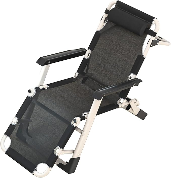 Padded Lawn Chair Lounge Chair Adjustable Recliner W/Pillow Outdoor Camp Chair for Poolside Backyard Beach Support 440lbs (Without Cotton Cushion