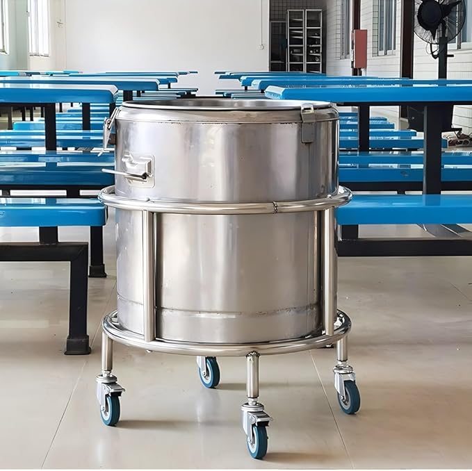 Stainless Steel Stock Pot Rack with Four Wheels Bucket Mobile Stand Gas Bottle Mobile Base for Moving Storage Buckets Milk Buckets Easy to Install (Silver 50x55cm)