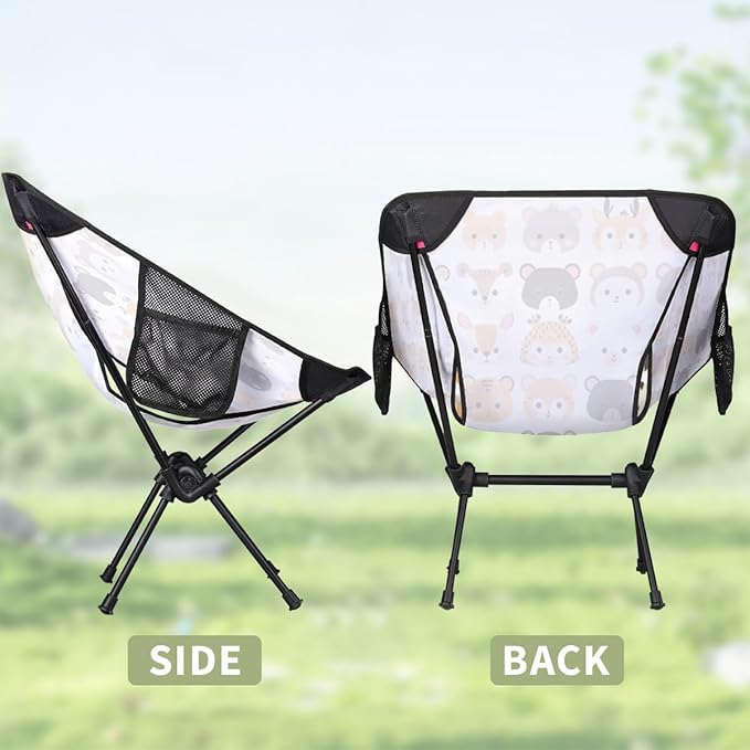 Animal Deer Face Theme Camping Chair Lightweight Portable Chairs for Adults Easy Installation Outdoor Foldable Camping Chair for Camping Fishing Hiking Picnic Beach