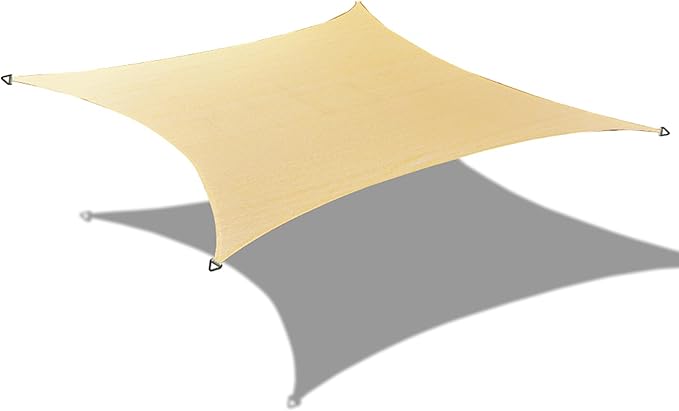 Alion Home Rectangle Shade Sails for Outdoor Playground Pool Shade Sail Deck Driveway - UV Sun Block Fabric (16 x 20 FT Beige)