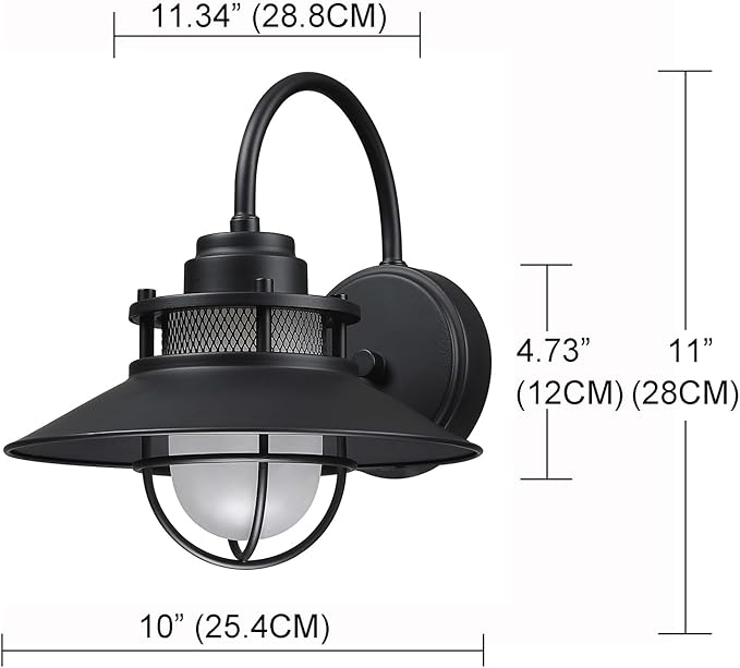 Black Farmhouse Gooseneck Barn Light Dusk to Dawn - Outdoor Wall Lantern with Photocell Sensor Porch Light Dusk to Dawn Outdoor Sconce for Barn Garage Patio E26