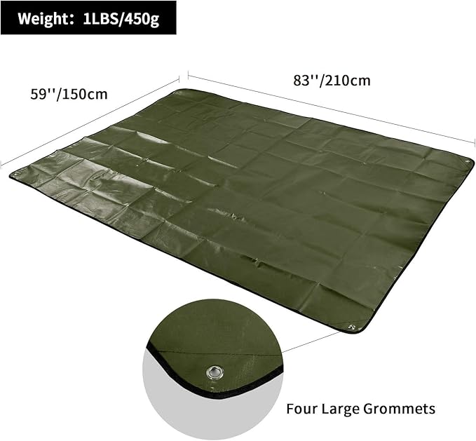 RedSwing 2 Pack Heavy Duty Waterproof Emergency Thermal Tarp Insulated Survival Blanket for Outdoor Camping Hiking and Emergency Shelter Green+Black