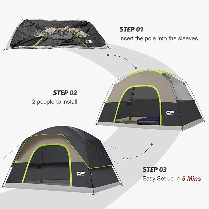 Tents for Camping 6 Person Tent Waterproof Windproof Double Layer Family Camping Tent Easy Setup Dome Tent with Large Mesh Windows &amp Wider Door for Outdoor Camping &amp Hiking