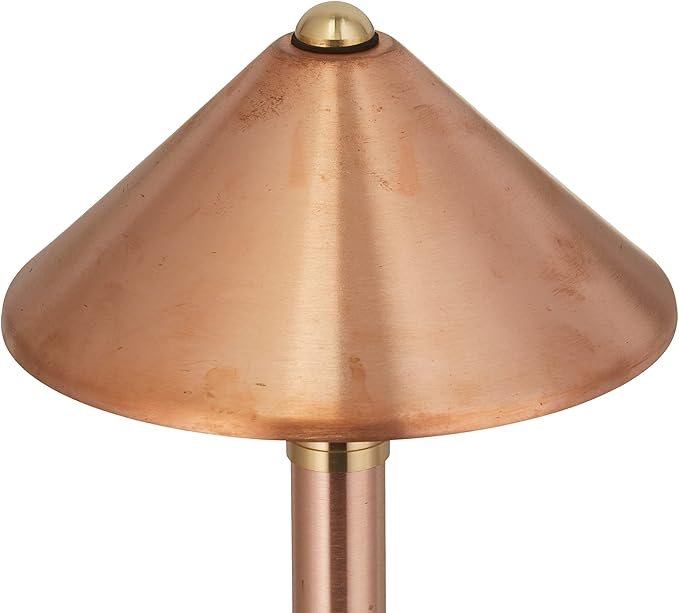 VOLT Conehead 12V Copper Mini Path Light (7 Shade 15 Tall) for Low Voltage Landscape Lighting on Outdoor Pathway Walkway Garden Driveway or Patio