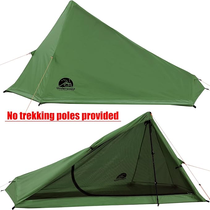 1 Person Trekking Pole Tent for Backpacking - Ultralight Backpacking Tent Waterproof Hiking Tent for Camping Lightweight Camping Tent for Scouts Trekker(NO Trekking Poles)