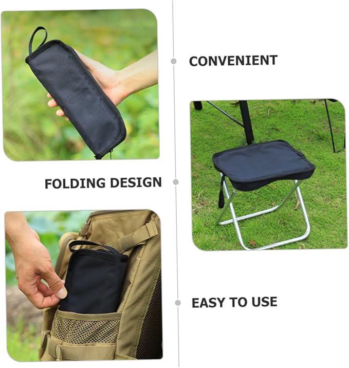 Mikikit 3pcs Portable Folding Stool Lightweight Camping Chair High-Strength Material for Outdoor Adventures Compact Design for and Storage