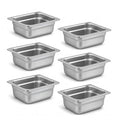 Aplancee 1/6 Hotel Pans 2.5 Inch Deep Stainless Steel Food Pan - Anti-Jam 6 Pack Steam Table Pan Set for Catering Buffet Use Kitchen Prep