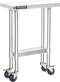DuraSteel 24x12 NSF Stainless Steel Cart - Heavy Duty Rolling Food Prep Table with Undershelf - Metal Utility Cart for Commercial Restaurant Kitchen Laundry Side Mixer Stand