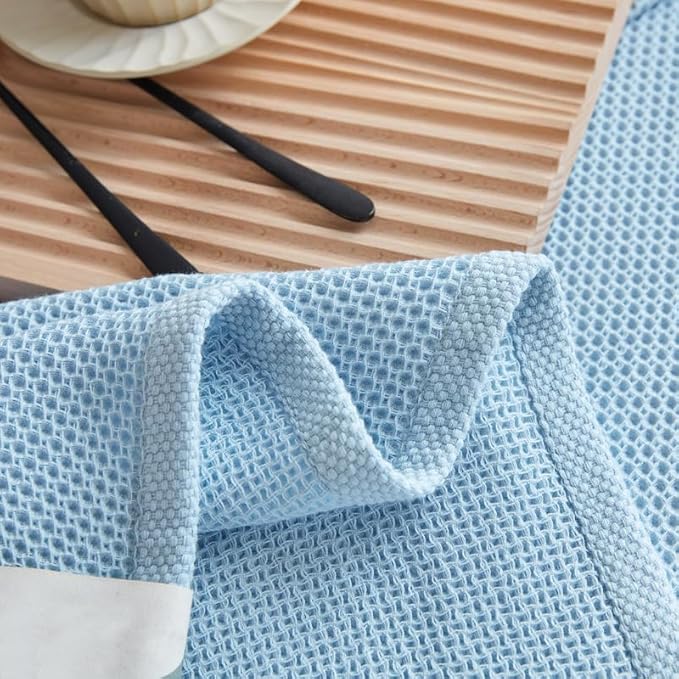 Bnitoam 100% Cotton Waffle Weave Blanket for Bed Couch Sofa Twin Size 60x80 Ultra Soft Breathable Cooling Cellular Blanket for Adult Lightweight All Season Machine Washable Blue (Blue 60x80)