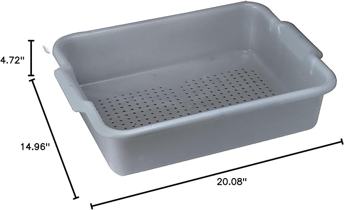 Winco Perforated Bus Box Dish Tub for Restaurants Gray