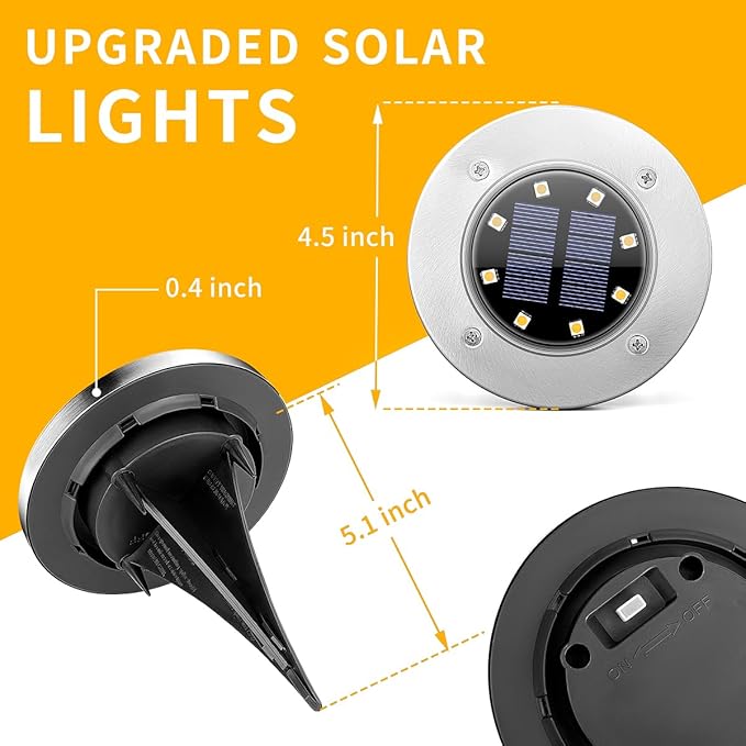 SOLPEX 20 Pack Solar Ground Lights Waterproof Solar Powered Garden Lights Landscape Lighting for Pathway Driveway Patio Backyard Walkway (Warm White)