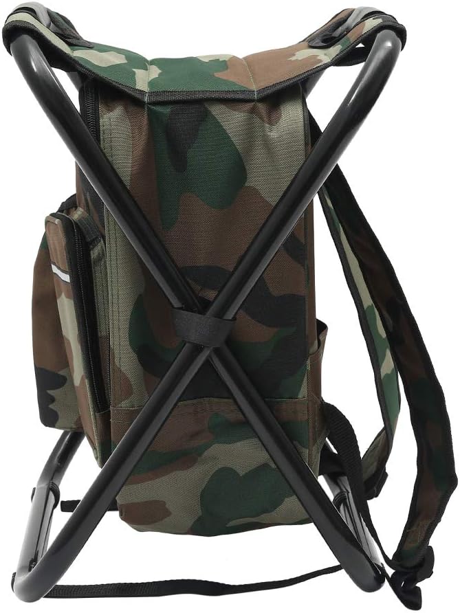 Backpack Chair for Adults Portable Camping Hunting Fishing Backpack and Seat Combo Foldable Chair Bag with Cooler Bag Waterproof Fishing Stool Collapsible Chair Storage Bag with Portable Belt