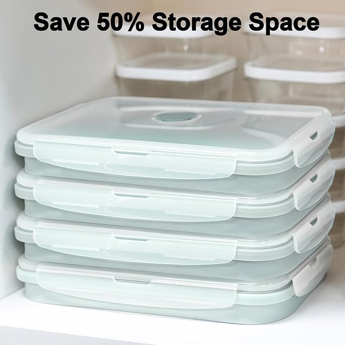 Extra Large Silicone Food Storage Containers with Lids 4 Pack Set 68oz/2000ml Collapsible Meal Prep Lunch Containers Microwave Freezer and Dishwasher Safe