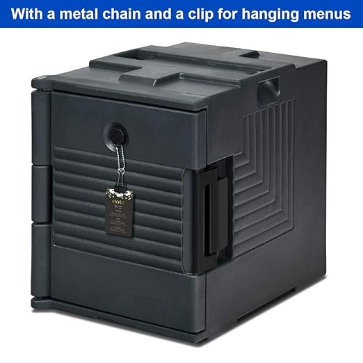 Giantex Insulated Food Pan Carrier 95 Quart Front Loading Food Container for 6 Full Size Pans Portable Food Warmer Box with Handles for Storage Catering Parties Buffet Gray