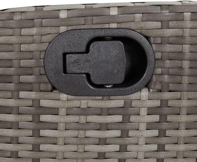 2-Piece Reclining Garden Chair Set with Adjustable Armrests Grey Poly Rattan and Navy Blue Cushions for Patio Outdoor Lounge Furniture with Durable Weather-Resistant