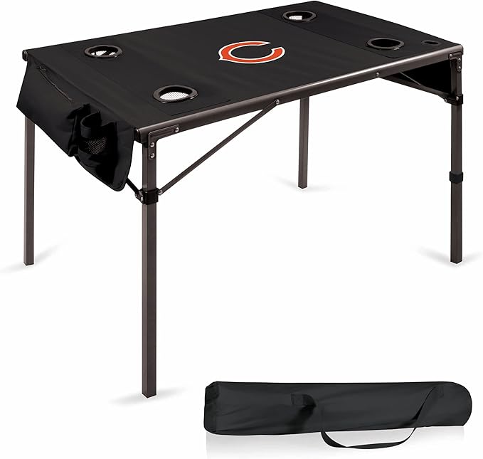 PICNIC TIME NFL New Orleans Saints Travel Table Portable Folding Table Camping Table Outdoor Table with Carry Bag (Black)