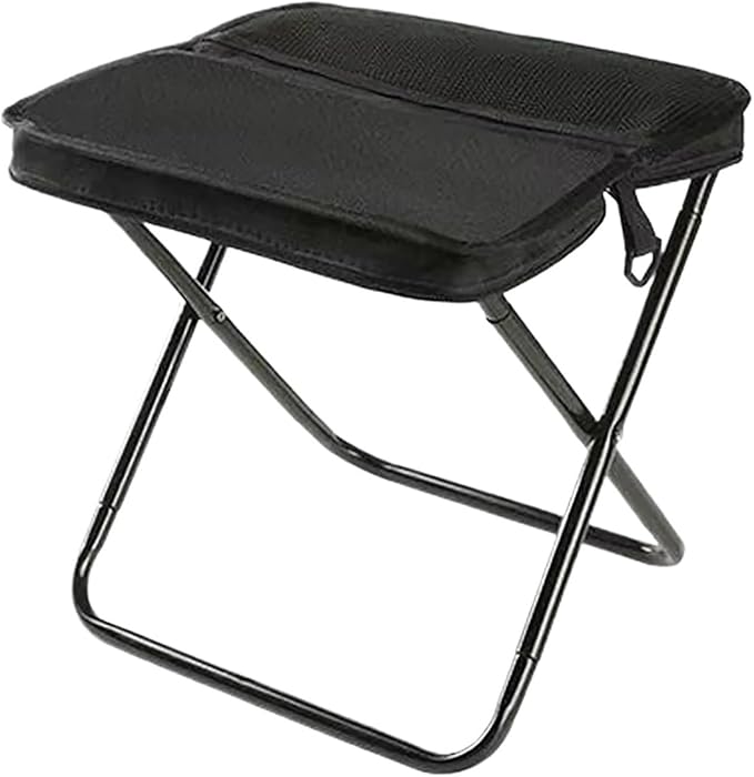 Foldable Backpack Stool Portable Small Mazar Satchel Pen Bag Camping Lightweight Outdoor Folding ChairCompatible For Fishing Travel(Black L)