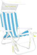 SUNFLOW Shore Thing Premium Beach Chair - Adjustable Portable Rust-Resistant Reclining Beach Chair with UPF 50+ Sun Shade and Drink Holder for The Ultimate in Comfort (Sky Blue Stripe)