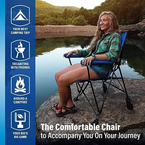 Kijaro Rok-it Rocking Camp Chair - Enjoy The Outdoors with a Rocker Camp Chair - Multipurpose Portable Rocking Chair Folding Chair Lawn Chair and Sports Chair - Maldives Blue