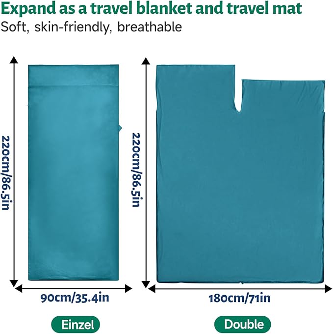 Ultralight Sleeping Bag Liner Satin Sleep Sack Comfy Breathable &amp Cooling &amp Silky Soft liner Travel Sheets &amp Adult Sleep Sack with 2 Way Zipper Ideal for Backpacking Hotel Camping H
