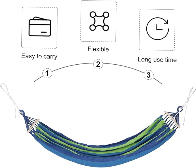 150kg Double Hammock with Sturdy Ties Outdoor Camping Garden Use Comfortable Canvas Design for Relaxation Easy Setup for Travel Hiking
