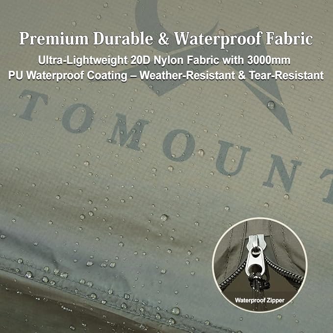 MC TOMOUNT 3.6lb Ultralight Hot Tent with Stove Jack 4 Season 1-2 Person Tipi Backpacking Tent for Camping 20D Ripstop Nylon Windproof Waterproof Winter Teepee Tents for Hiking Survival Hunting