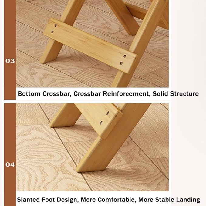 Wood Folding Stool 16in Compact Portable Camping Stool Collapsible Shower Stool Bath Chair for Camping Picnic Backyard Bathroom Sauna Kitchen Patio Garden(Walnut)