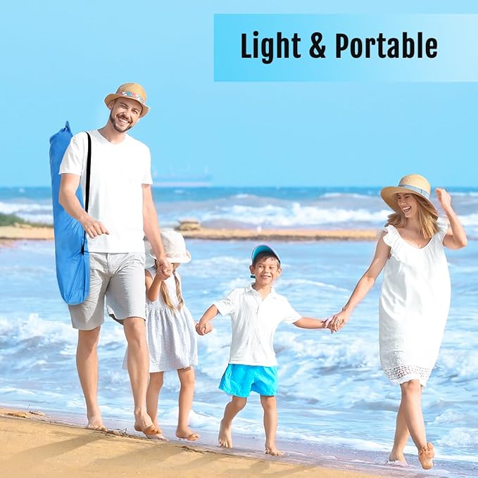 WhiteFang Deluxe Pop Up Beach Tent Sun Shade Shelter for 3-4/5-6 Person UV Protection Extendable Floor with 3 Ventilating Windows Plus Carrying Bag Stakes and Guy Lines