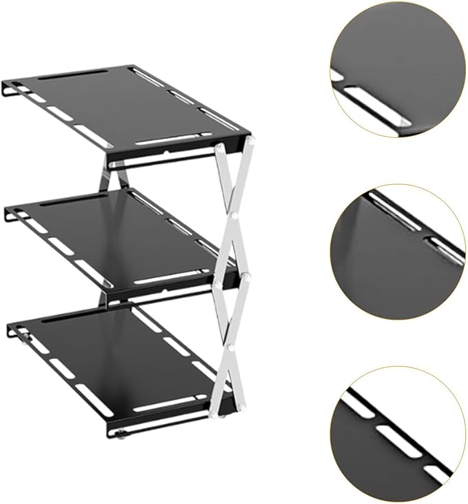 Camping Foldable Storage Rack Outdoor Tabletop Camping Stand Portable Easy to Install Cookware Storage Rack for Barbecue Three Layers
