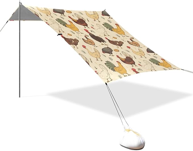 Various Chicken Pattern Camping Sun Shelter Beach Tent Portable Beach Sun Shade Outdoor Canopy for Camping Trips Fishing Picnic