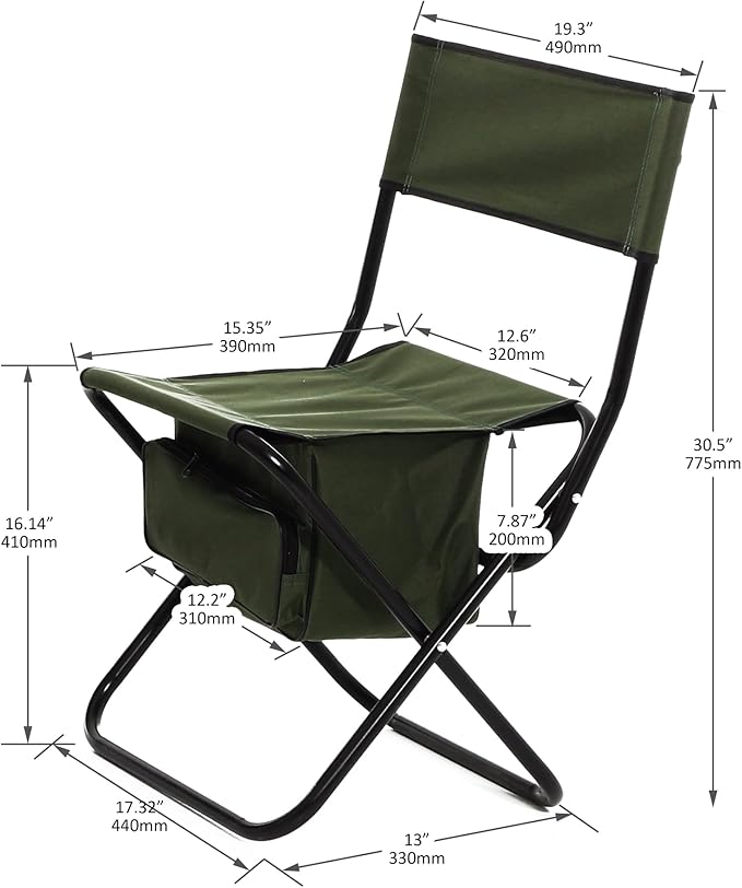 4-Piece Folding Outdoor Chair with Storage Bag Portable Chair for Indoor Outdoor Camping Picnics and FishingGreen