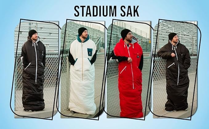 Thermotuff Wearable Sleeping Bag with Dual Hoodie Long Sleeves Pockets &amp Adjustable Drawstring - Ideal for Camping Cold Weather Hiking and Stadium Sak Blanket