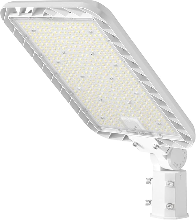 300W LED Parking Lot Light 45000LM Commercial Lighting with Slip Fitter Mount 150LM/W IP65 5000K Dusk to Dawn Sensor Pole Light Outdoor for Driveway Street(White)